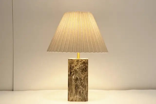 Hotel Indigo table lamp with stone finish body before packing