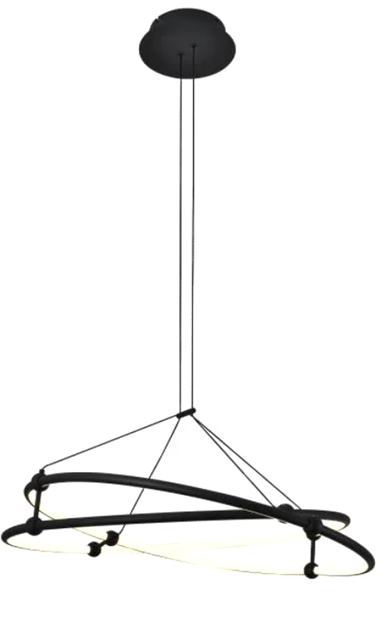 SD2342-2RM intersecting double ring pendant light in sand black