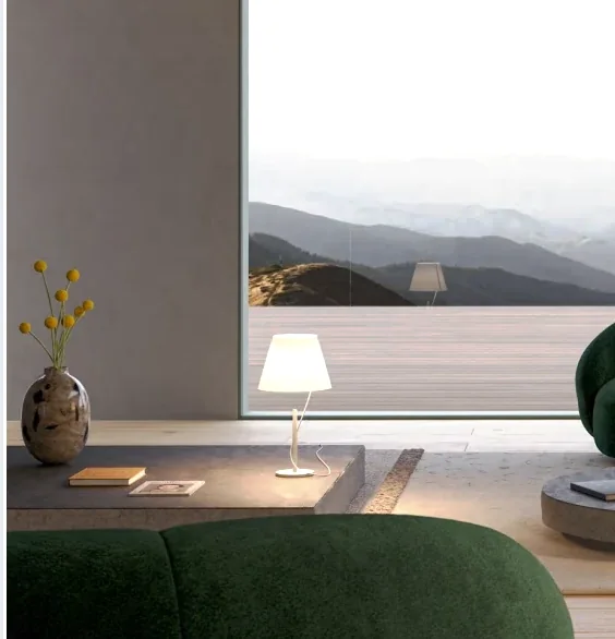 ST2308-RS matt white table light on a side table in a living room