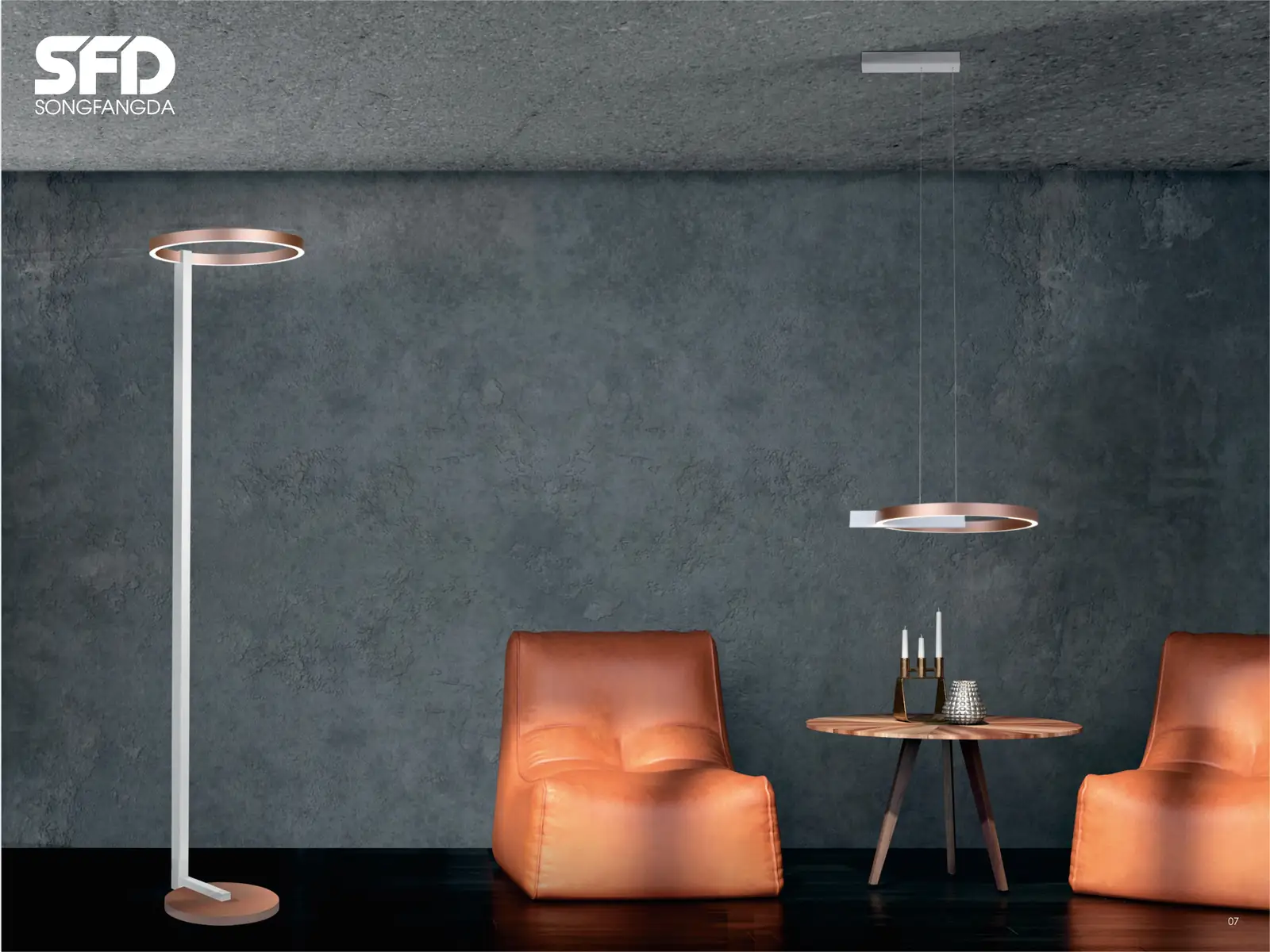 SD2126 up and down pendant lit in a dark interior