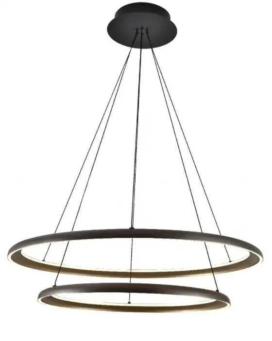 SD2341-2RM stepped double ring pendant in grey and gold