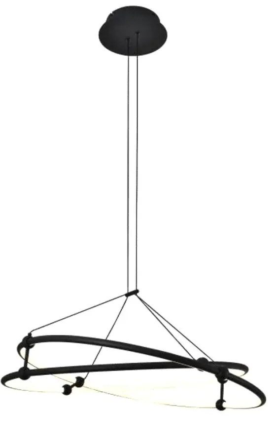 SD2342-2RM intersecting double ring pendant light in sand black