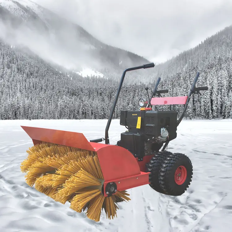 15HP snow sweeper with electric start front view showing the sweeping brush