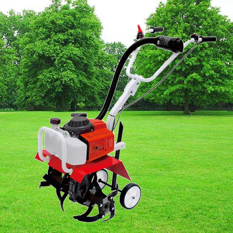 3TGQ-4AC mini petrol tiller with tine set fitted