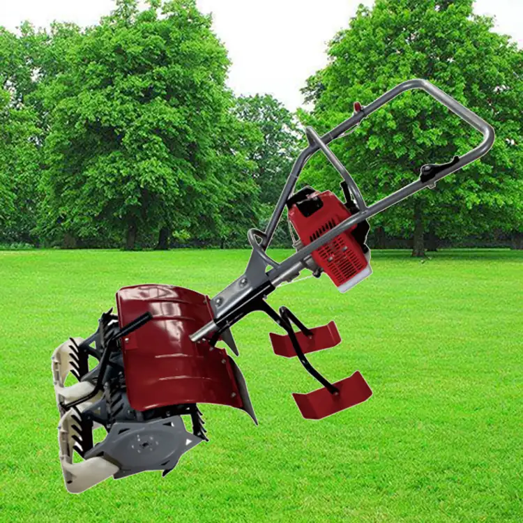 SJ6002 two row rice field weeder with weeding rakes fitted