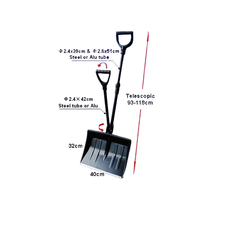 Double handle snow shovel SB2008-G with telescopic steel shaft