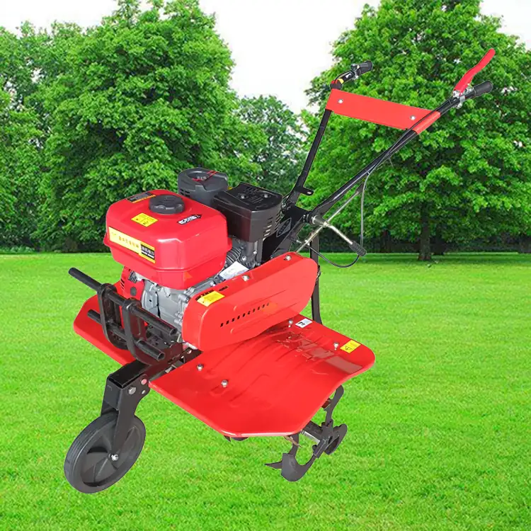 1WG4Q.0-80A garden cultivator shown from the side with handlebars and rotor