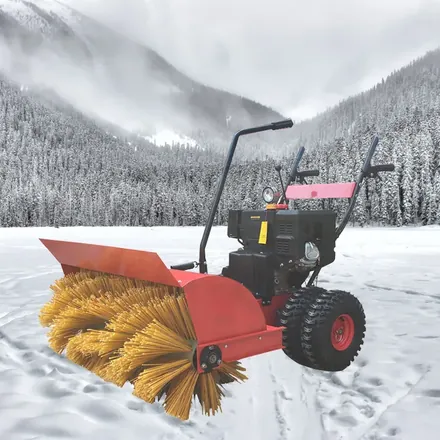 15HP snow sweeper with electric start front view showing the sweeping brush