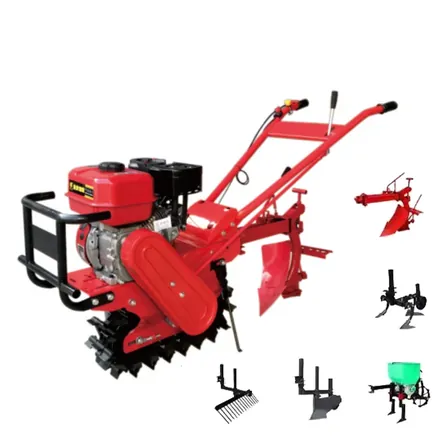3TGQ-4B single rail cultivator side view showing V-belt cover and handlebar