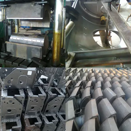 Assembly shop with snow throwers on the production line