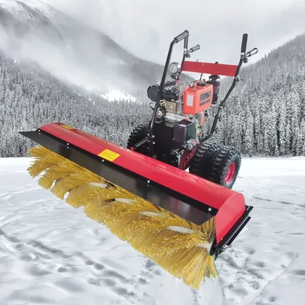 9HP diesel snow sweeper front view showing the rotating brush
