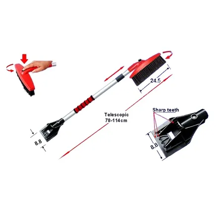 Car snow brush shown extended to full length