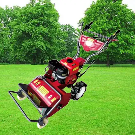 3TGQ-5.4BH walk behind weeder shown from the side with the handlebar raised