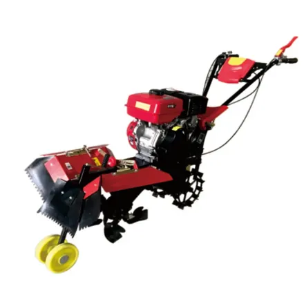 3TGT-4 garden tiller side view showing belt drive and working device