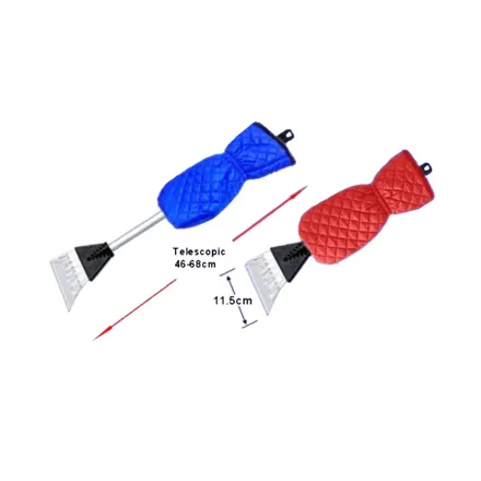 Car ice scraper and glove on white background