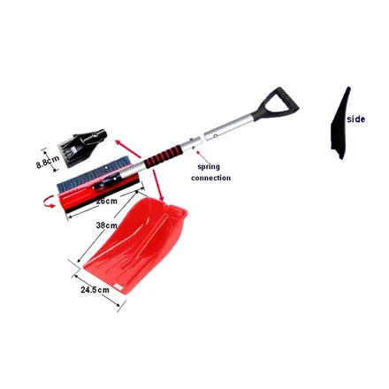 Lightweight plastic snow shovel full length view