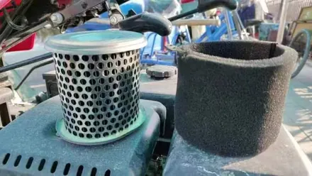 Loncin engine air filter shown on the workbench