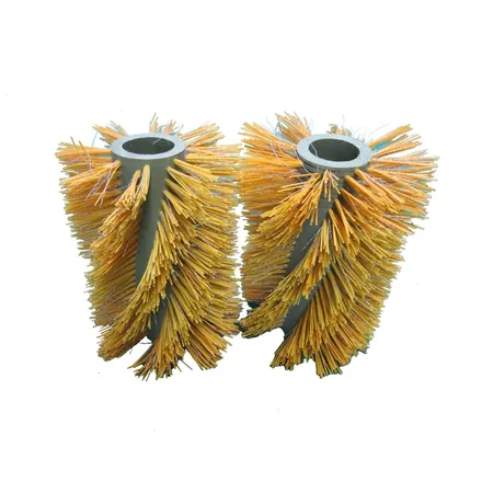 Snow sweeper brush shown end on with mounting shaft
