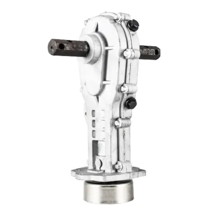 Tiller cultivator gear box housing and output shaft detail