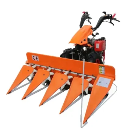 Two wheel tractor fitted with a harvester attachment