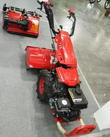 Two wheel tractor with tiller showing handlebar and controls