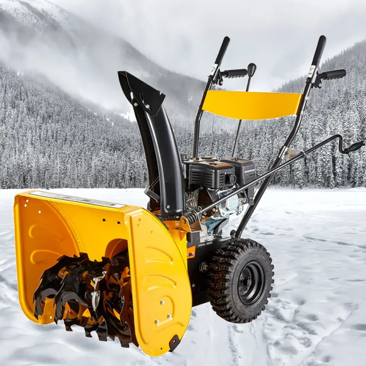 22 inch 6.5HP mini snow blower showing chute and auger intake