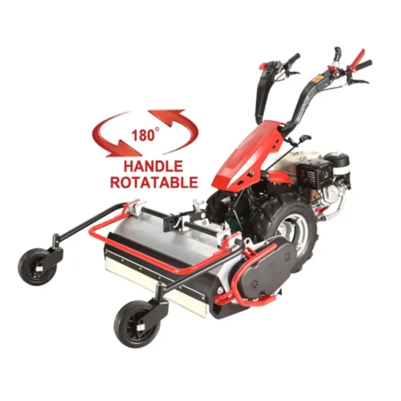 Two wheel tractor fitted with a flail mower attachment