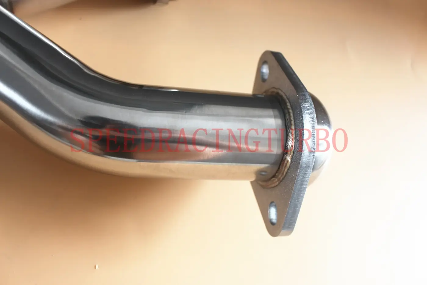 Stainless steel 2.25 inch dual exhaust downpipe x-pipe with V-band inlet and socket outlet flanges