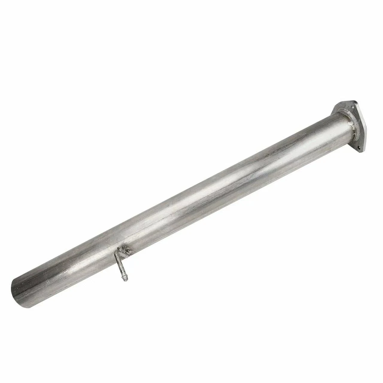 End-on view of the 4 inch downpipe with clean mirror polish surface