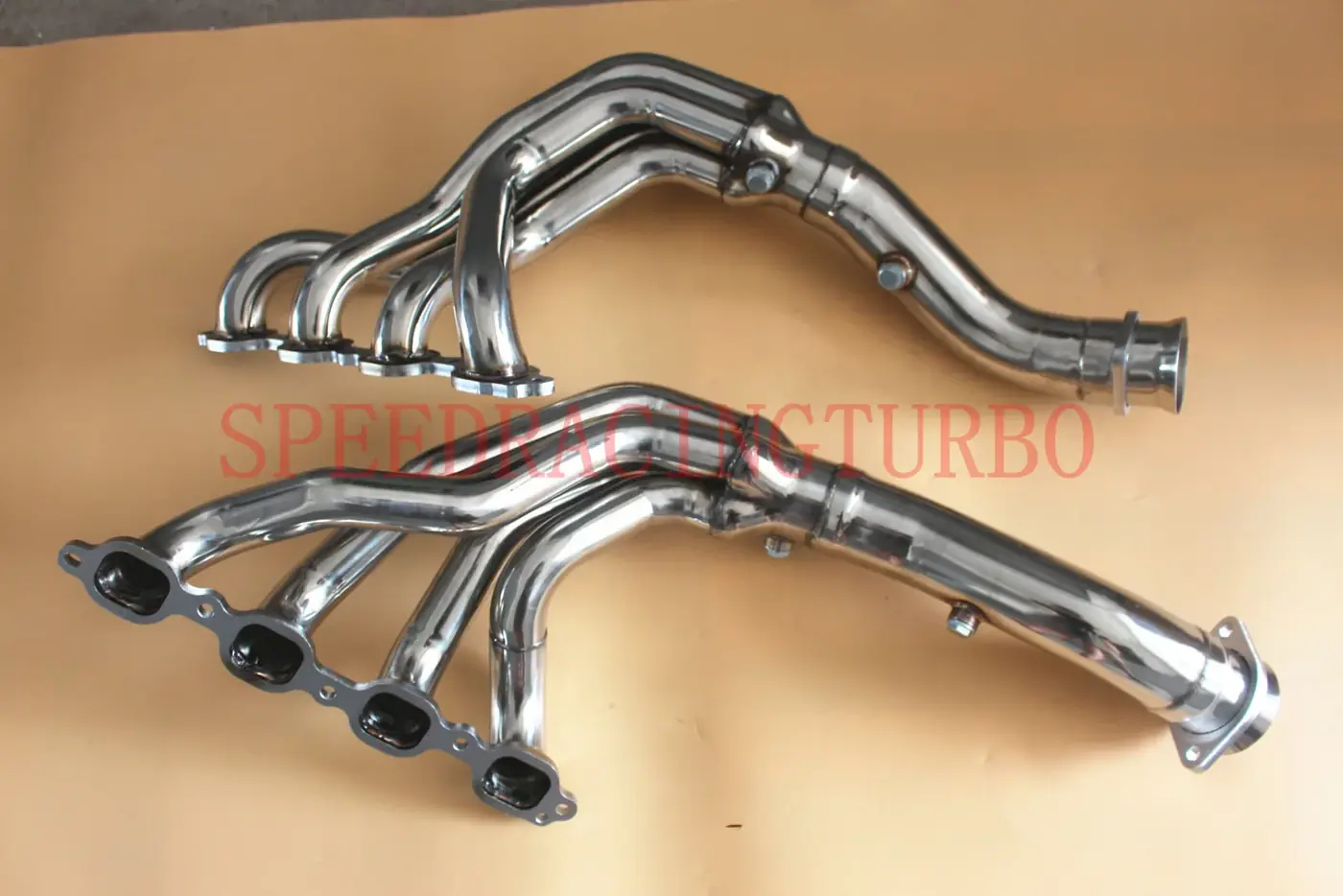 Polished stainless steel 3 inch exhaust header pair for 2014-2016 Chevrolet Corvette Stingray C7 with CNC machined flanges