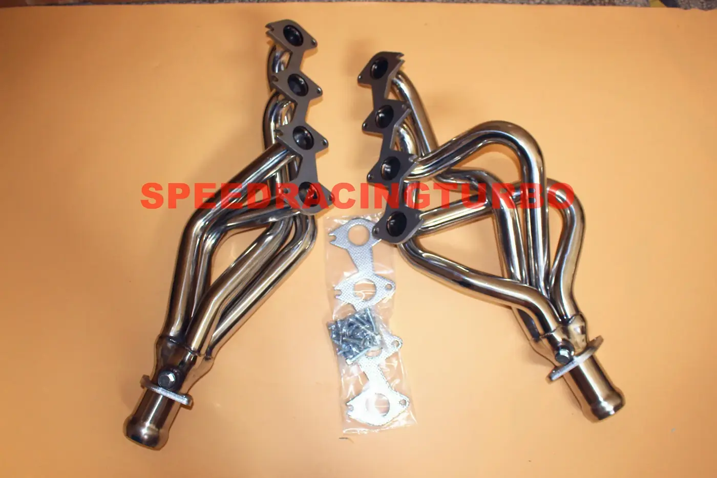 Stainless steel 1-7/8 inch exhaust header pair for 2005-2009 Ford Mustang 4.6L V8 with mirror polish finish