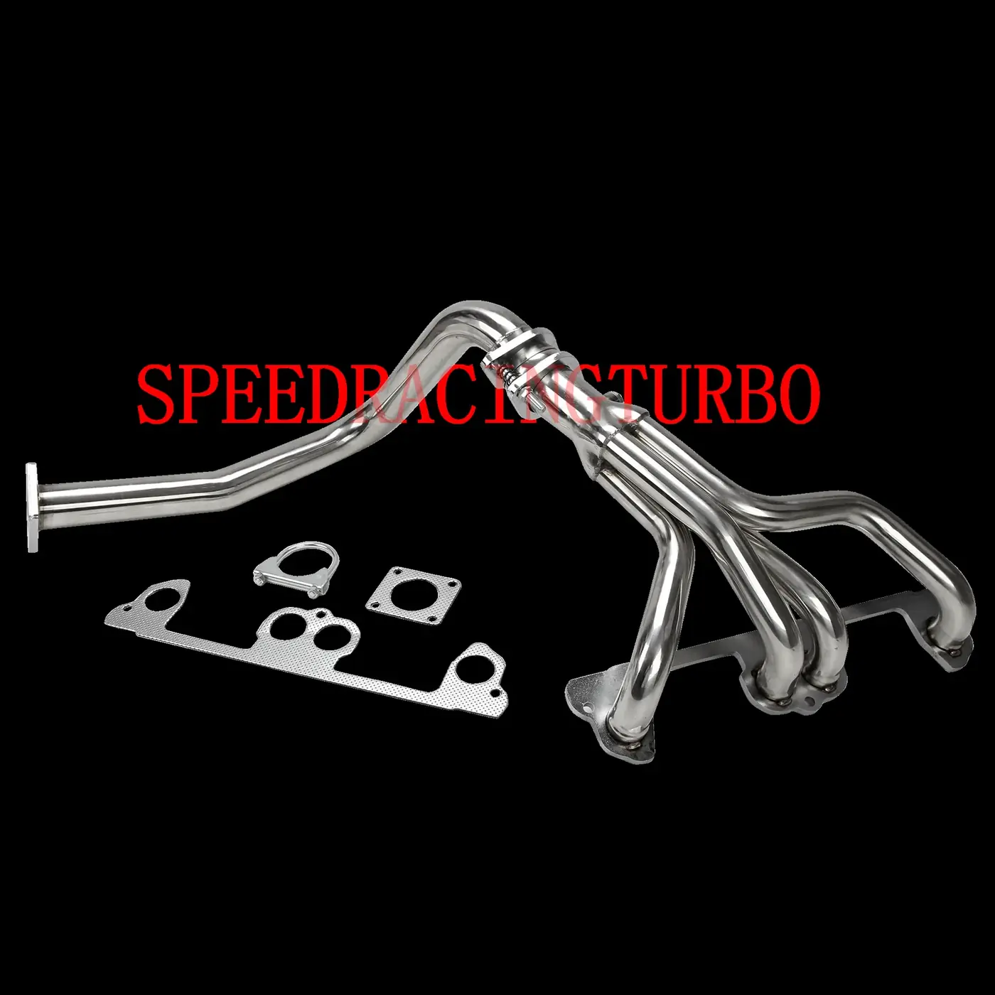 Polished 201 stainless steel exhaust header for 1991-1995 Jeep Wrangler YJ with CNC machined flanges