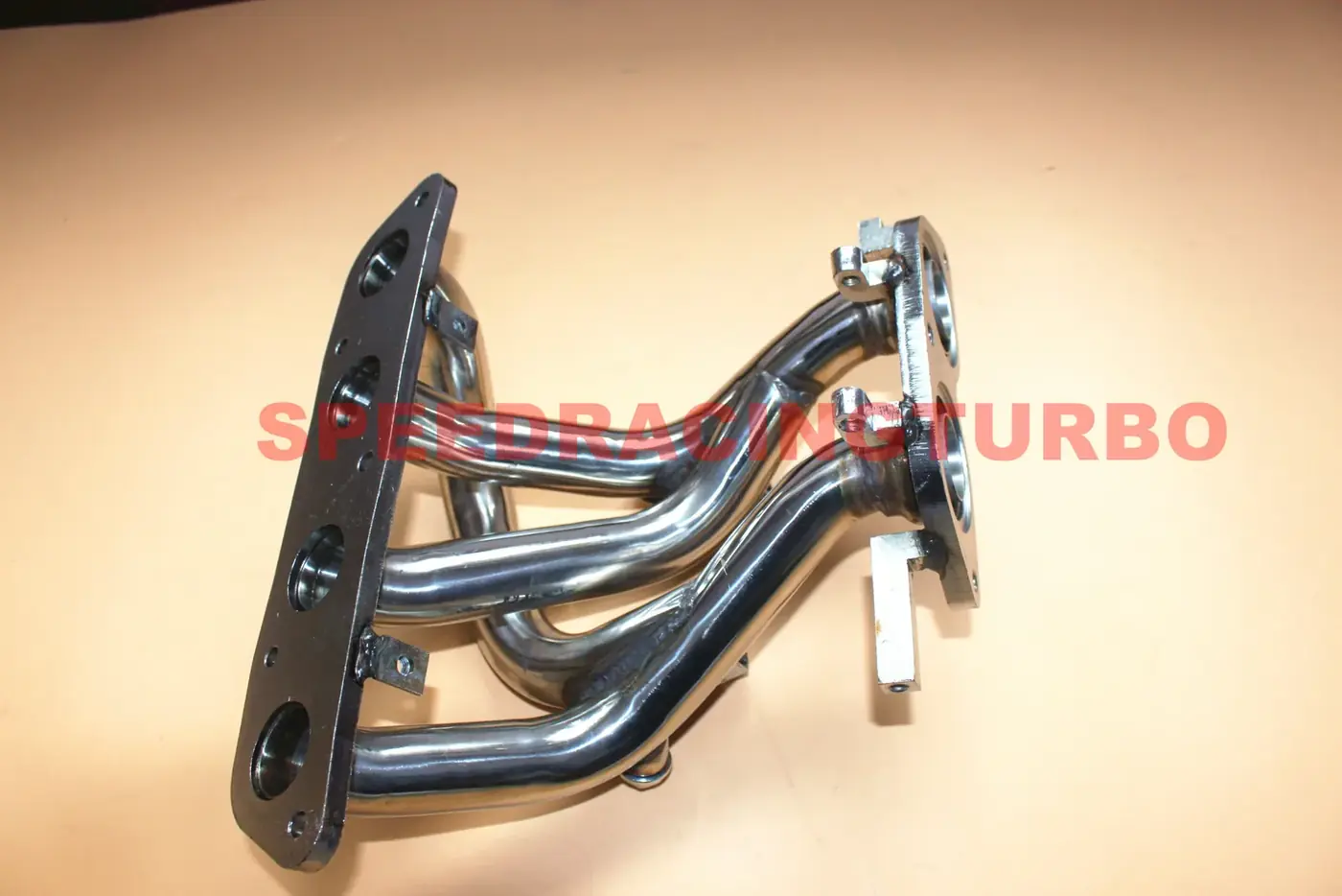 Side view of racing header showing 1-3/4 inch primary tubes and 4-2-1 collector design