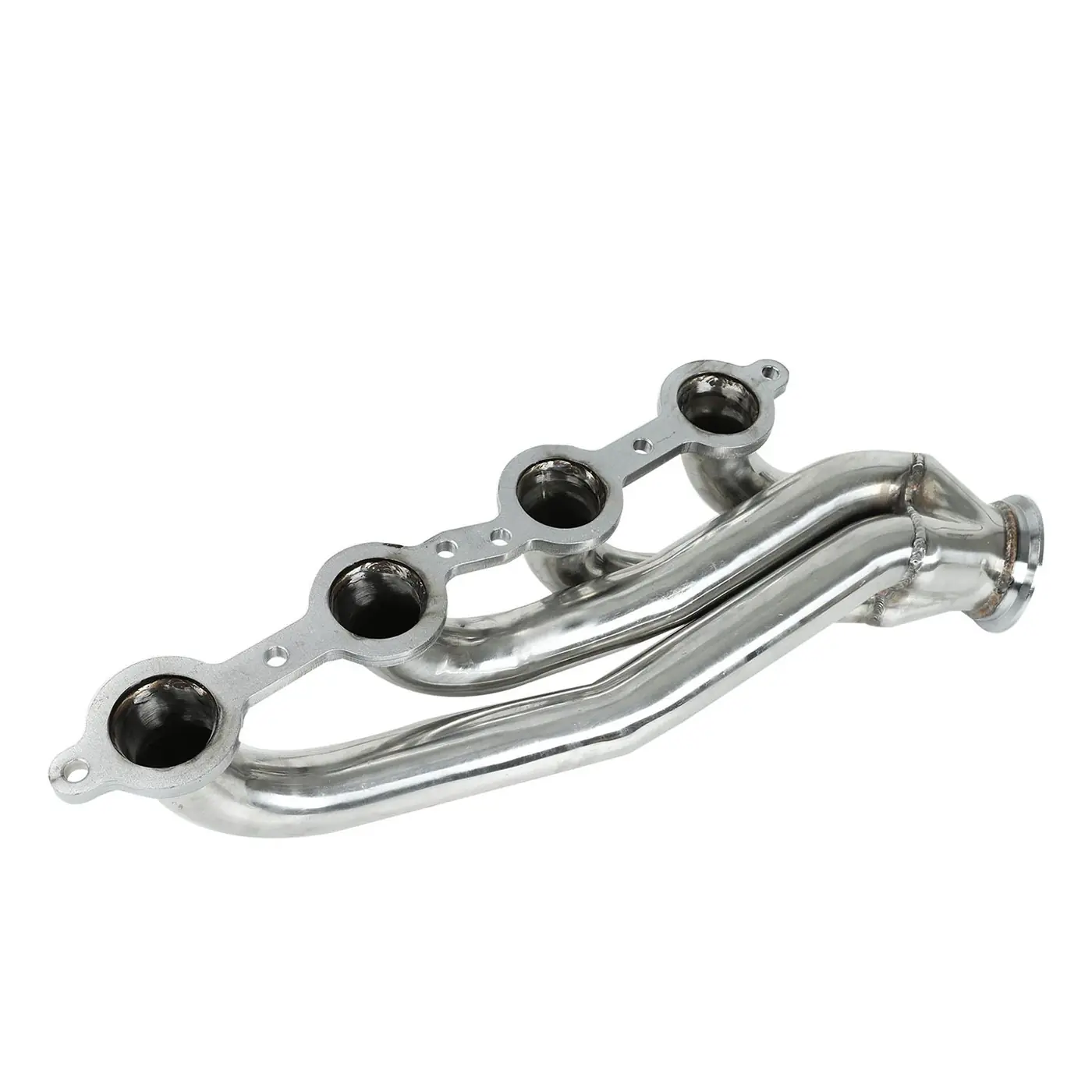Top view of the header showing the V-Band connection and polished finish