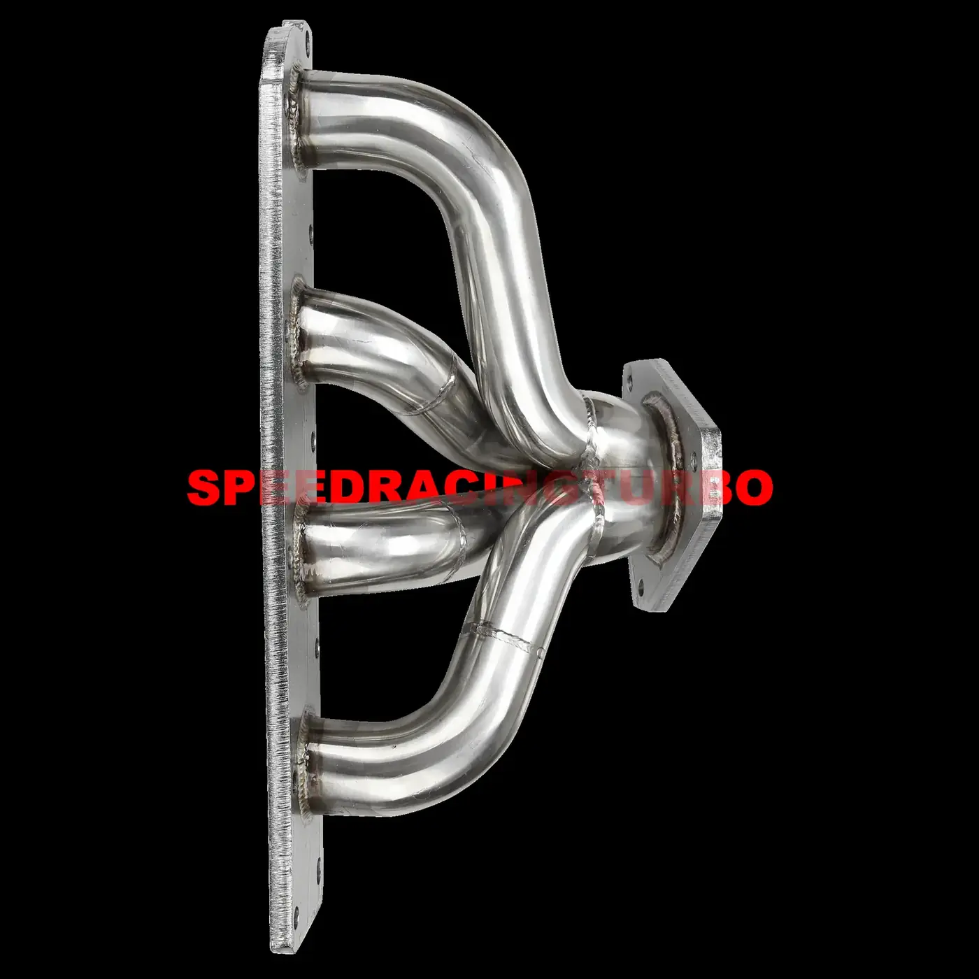 Close-up of CNC machined flange and mirror polished tube on the 1-7/8 inch header