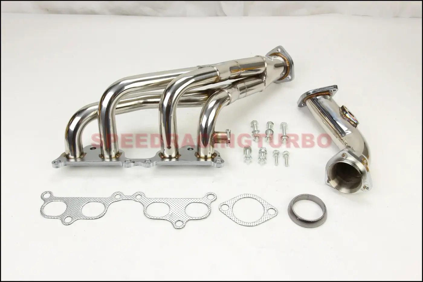 Mirror polished stainless steel 4-2-1 exhaust header for 1995-2001 Toyota Tacoma with CNC machined flanges
