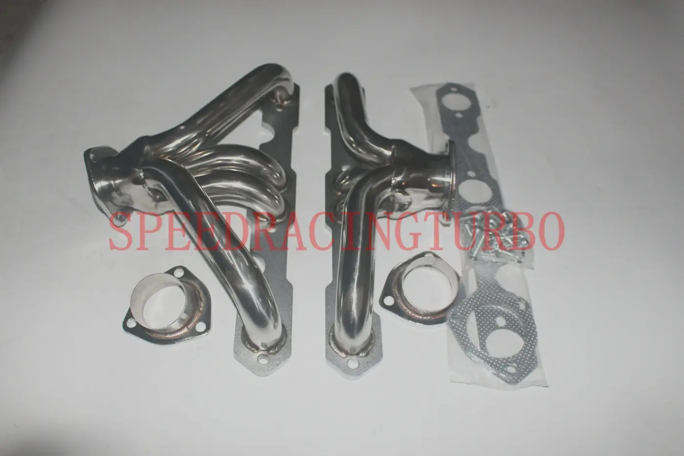 T-304 stainless steel 1-3/4 inch exhaust header for 1955-1957 Tri-5 Chevy with CNC machined flanges