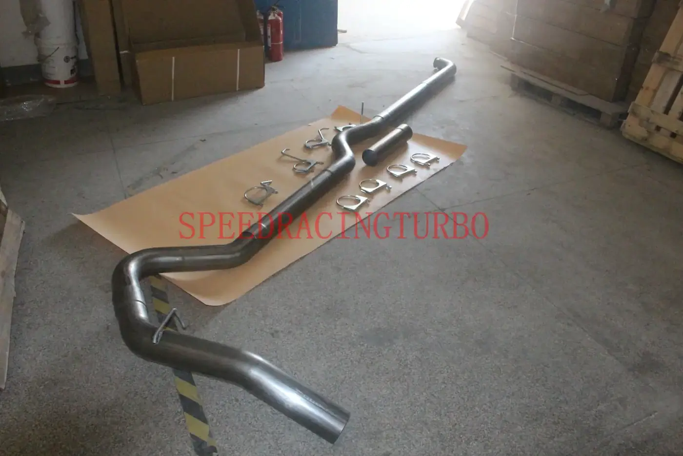 4 inch mandrel bent T-304 stainless steel exhaust downpipe with CNC machined flanges for 2001-2007 Chevy and GMC Duramax