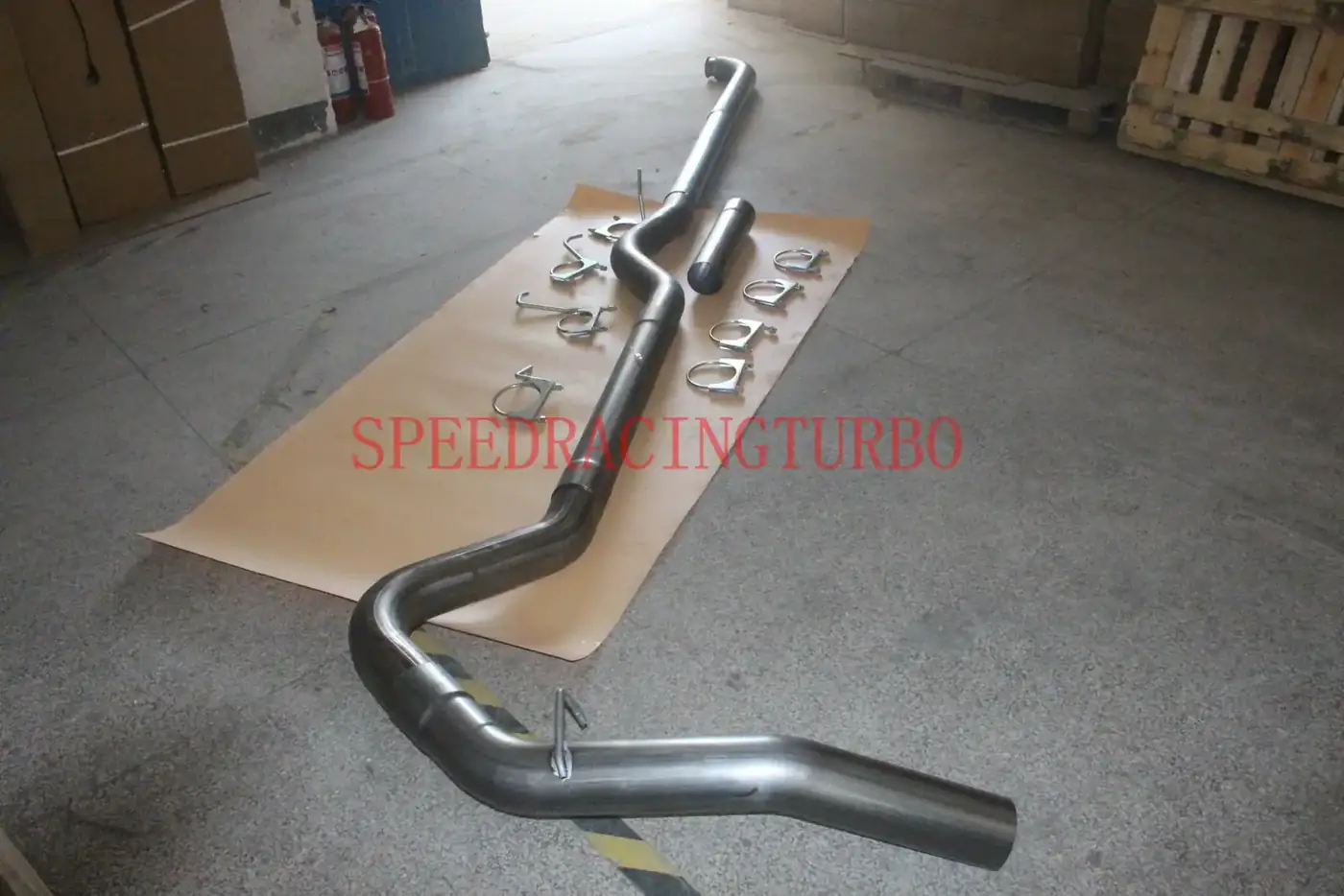 Back view of the downpipe showing the factory routing match