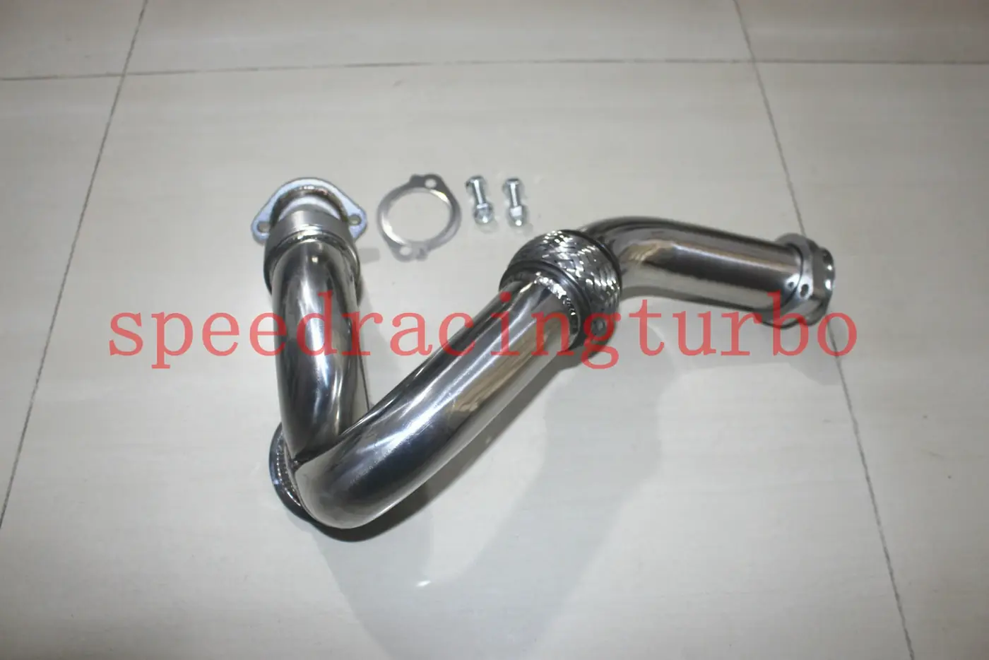 Top view of the X-pipe with clean tubular construction and smooth weld seams
