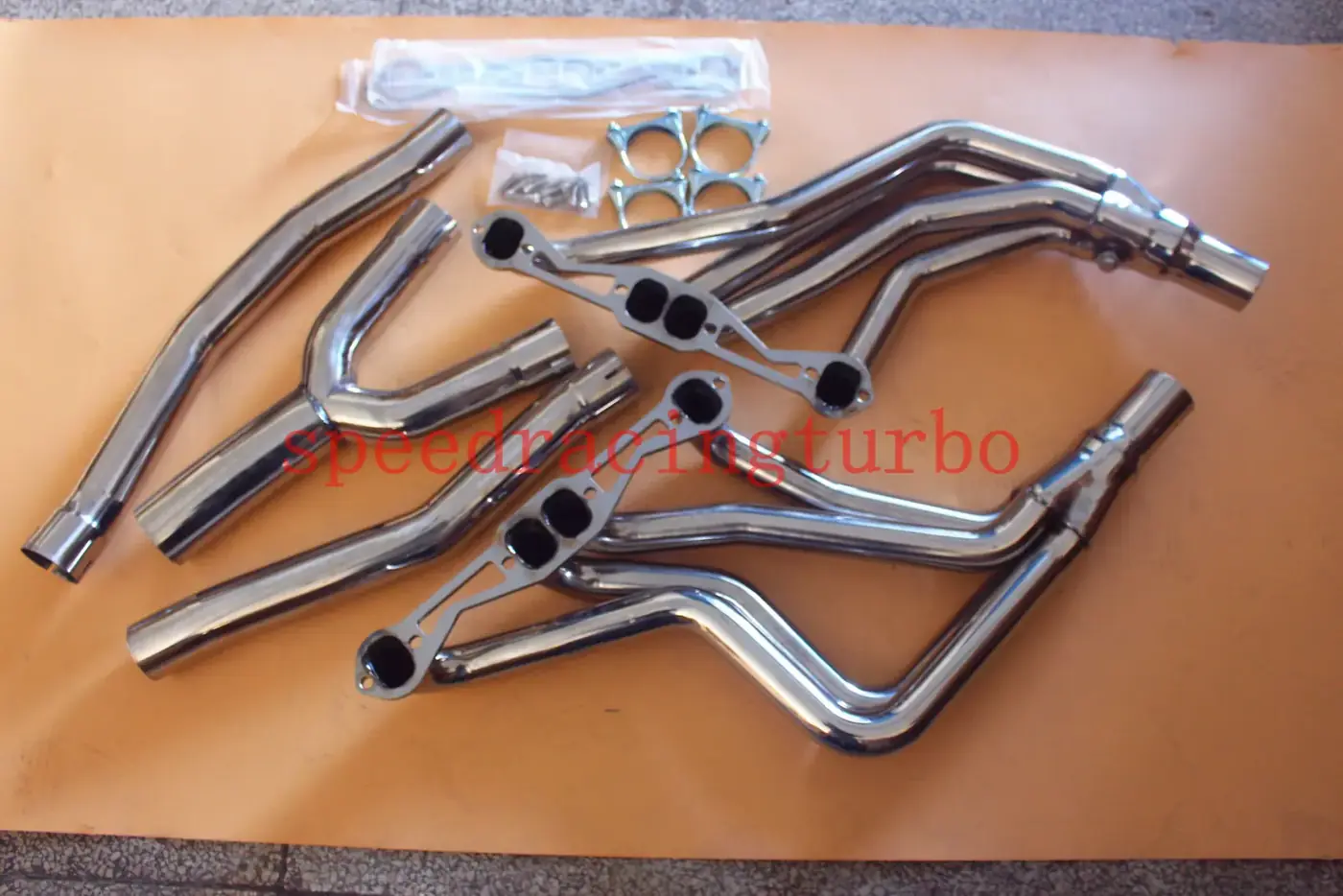 Side view of the header set showing 1-3/4 inch primary tubes and 2-1/2 inch collector