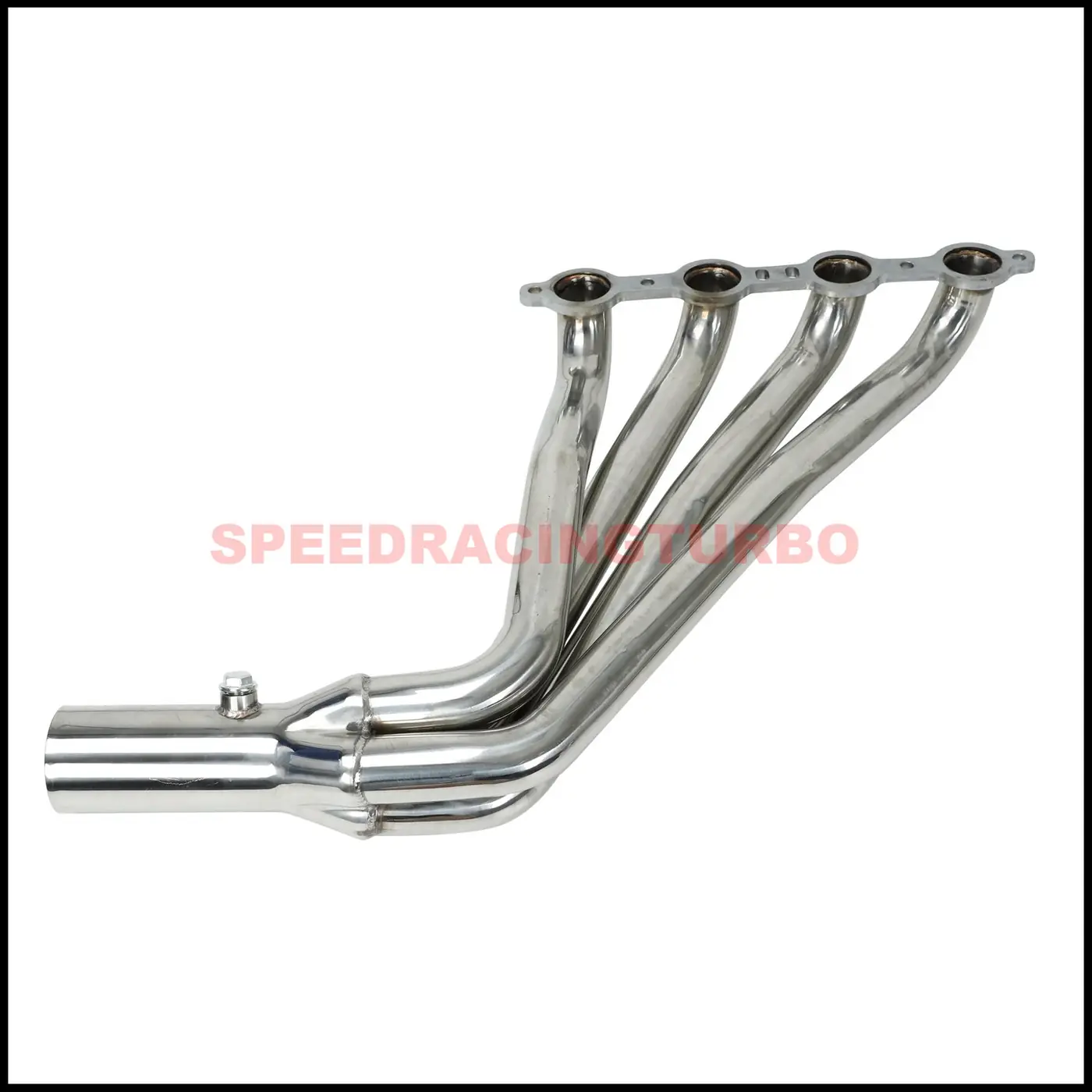 Side view of paired long tube headers with 1-7/8 inch primary tubes on Camaro SS manifold