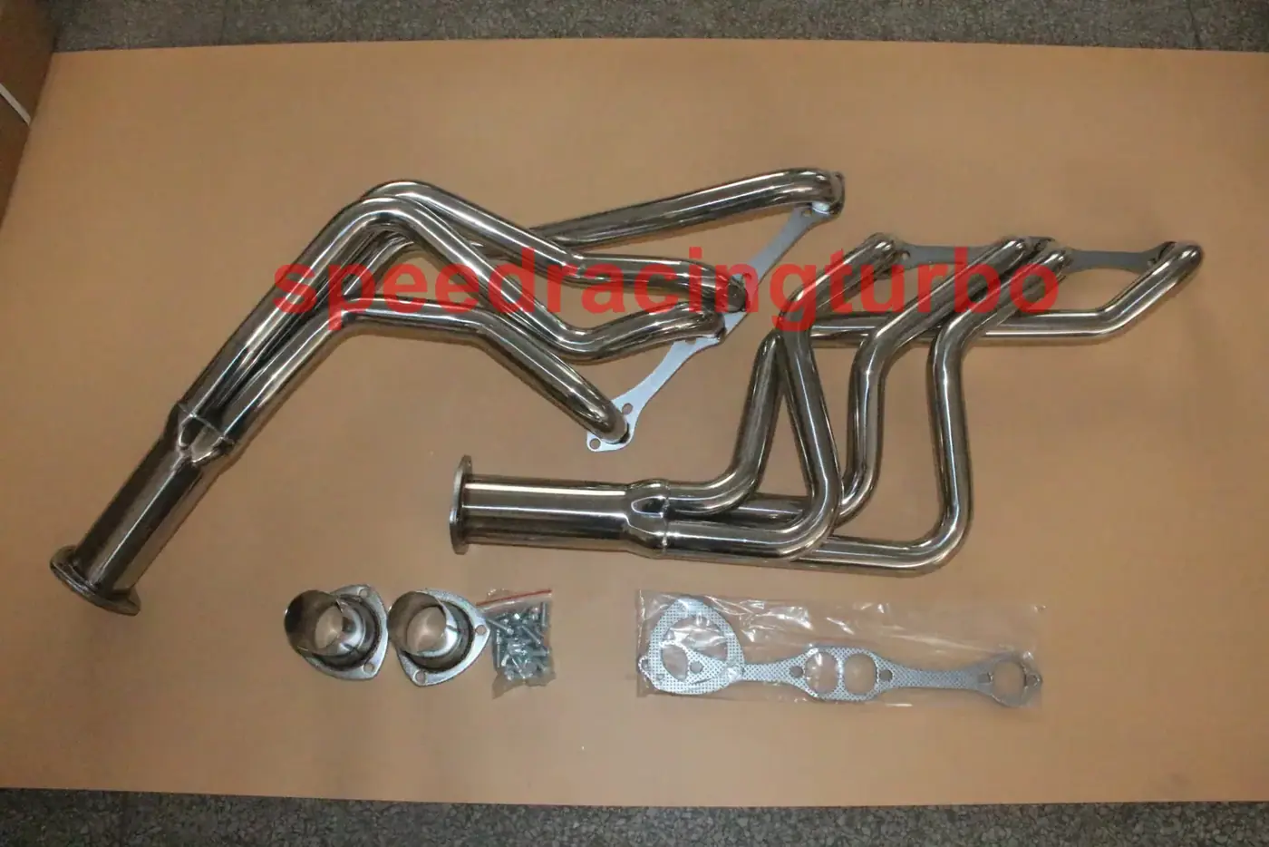 Polished stainless steel long tube exhaust headers for 1964-1989 Chevrolet Impala, Bel Air, and Camaro