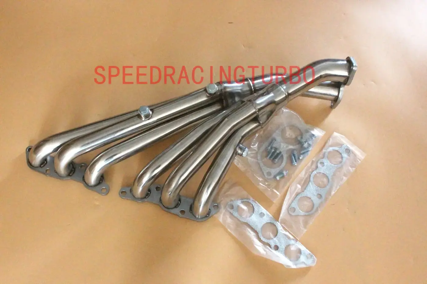 Polished stainless steel 2.25 inch exhaust header for 2001-2005 Lexus IS300 Altezza XE10 with chrome plated flange