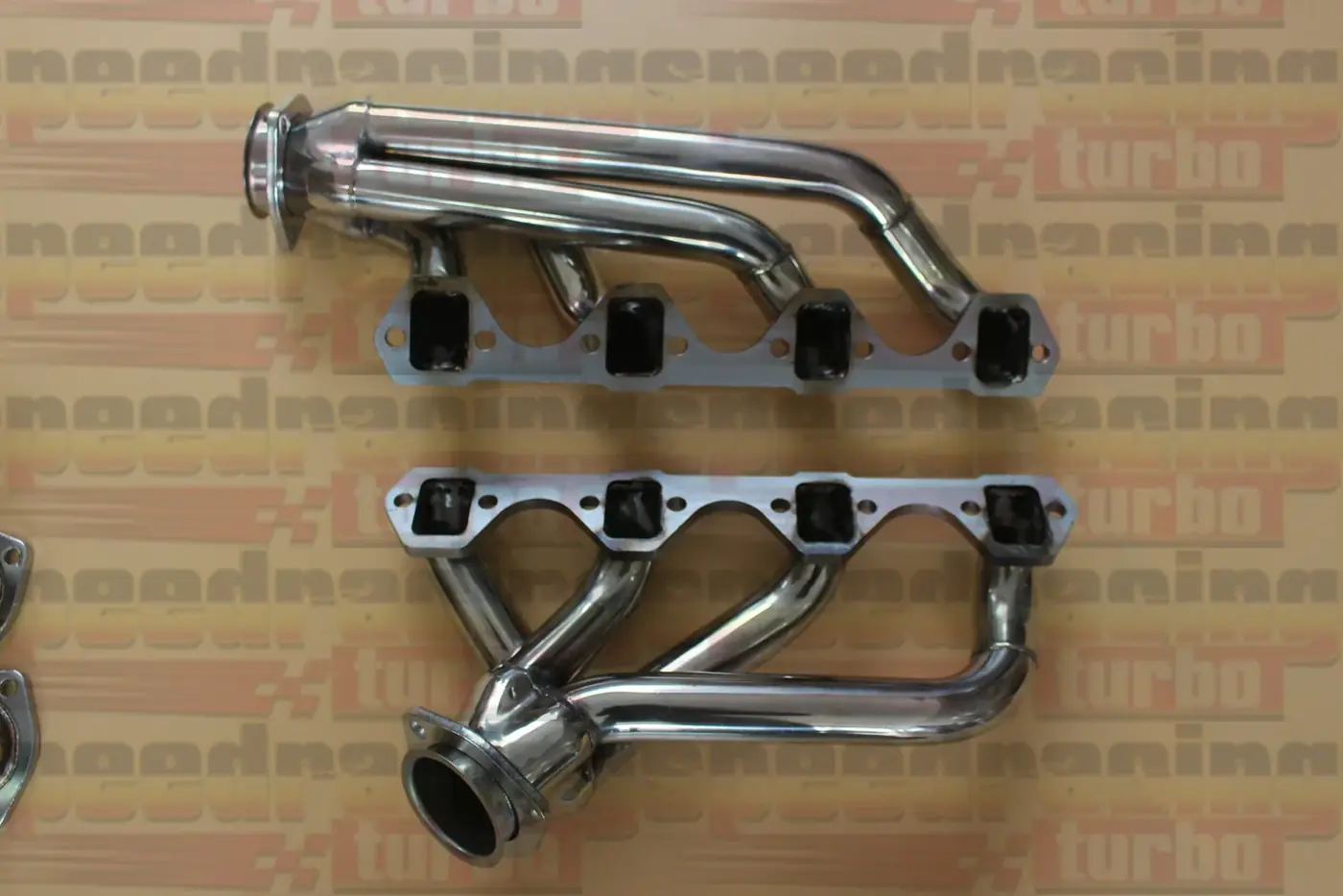 Header system installed on a Small Block Ford 289-302 engine block