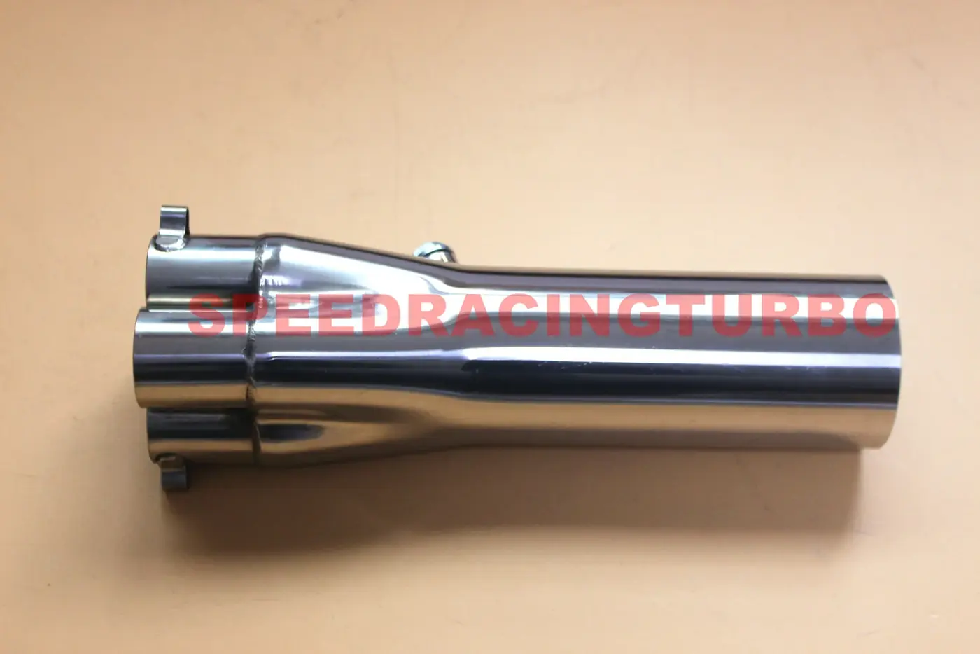 304 stainless steel exhaust header collector with 1-3/4 inch primary tubes and 3.5 inch single collector, silver finish