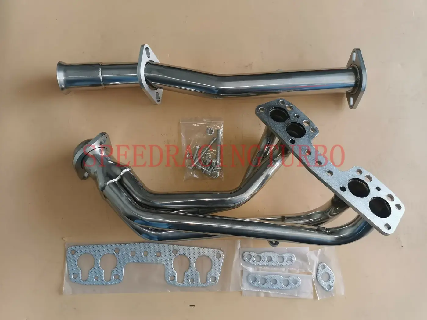 Polished 201 stainless long tube header manifold for 1990-1995 Toyota 4Runner and Pickup 2WD 22RE