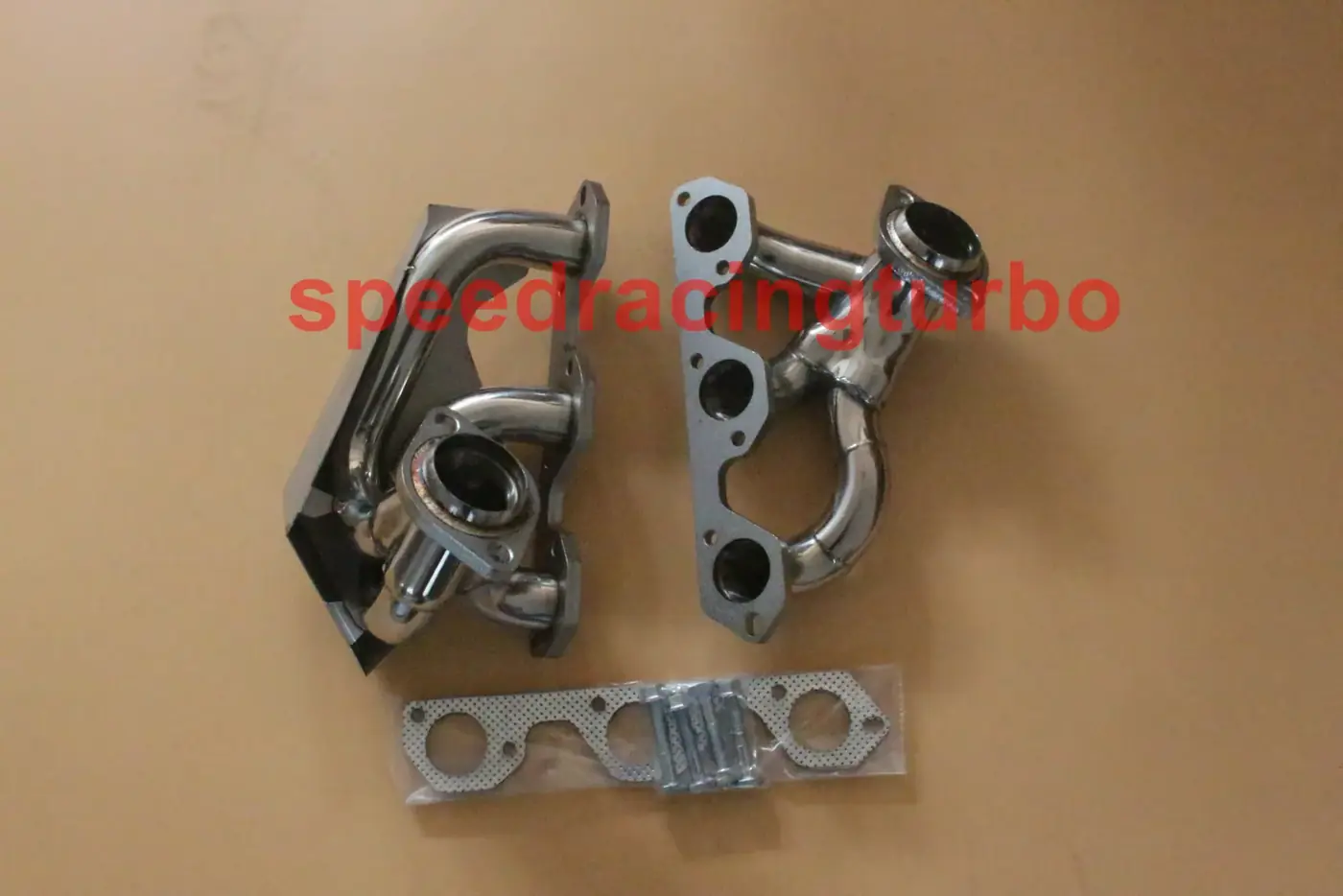 Polished stainless steel 1-7/8 inch exhaust header for 2007-2011 Jeep Wrangler JK with CNC machined flange