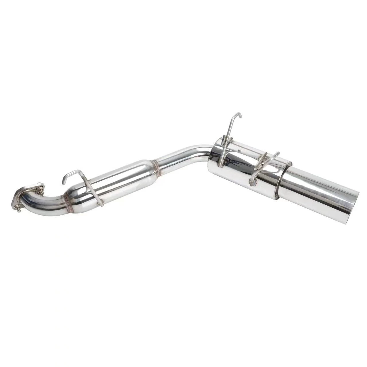 Top view of the exhaust system showing the flange alignment and gasket placement