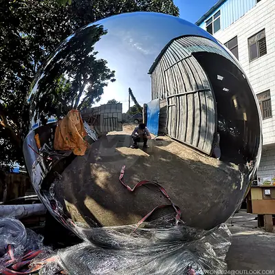 1800mm High Polished Large Metal Garden Gaze Balls detail 2
